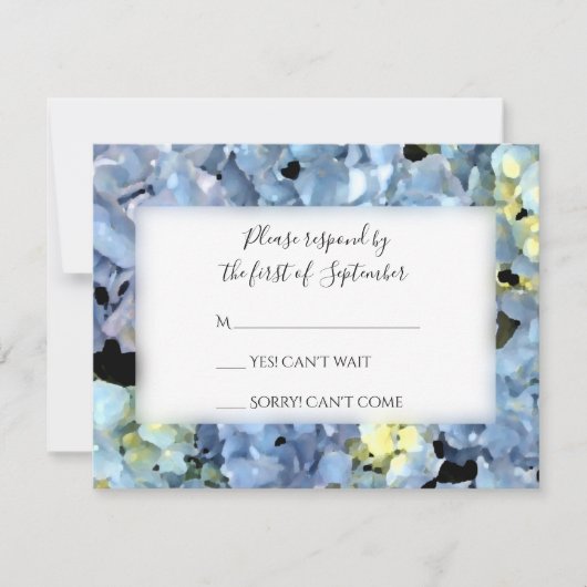 Carte de réponse RSVP Blue Hydrangea Wedding (Devant)