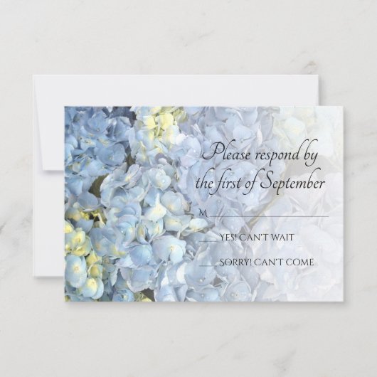 Carte de réponse RSVP Blue Hydrangea Wedding (Devant)