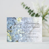 Carte de réponse RSVP Blue Hydrangea Wedding (Debout devant)
