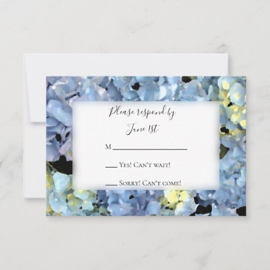 Carte de réponse RSVP Blue Hydrangea Wedding (Devant)