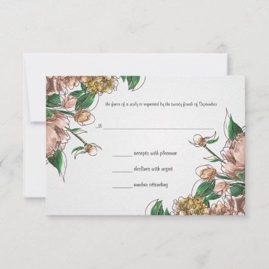 Carte de réponse RSVP Blush Floral Wedal (Devant)