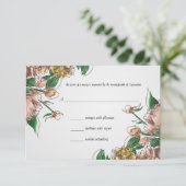 Carte de réponse RSVP Blush Floral Wedal (Debout devant)