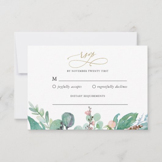 Carte de réponse RSVP Blush Garden Wedding (Devant)