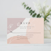 Carte de réponse RSVP botanique pêche rose moderne (Debout devant)