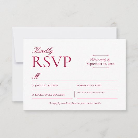 Carte de réponse RSVP Bourgogne Classique (Devant)