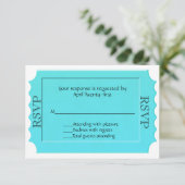 Carte de réponse RSVP Bright Turquoise Ticket (Debout devant)