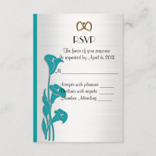 Carte de réponse RSVP calla lilies turquoise