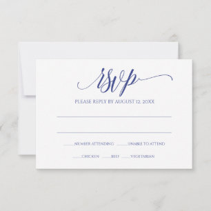 Carte de réponse RSVP Calligraphie Luxe (Bleu Ro