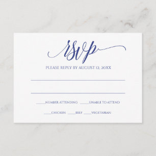 Carte de réponse RSVP Calligraphie Luxe (Bleu Ro