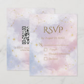 Carte de réponse RSVP céleste rose | Étoiles à l'a (Devant / Derrière)