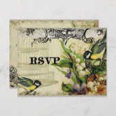 Carte de réponse RSVP - Chanson jaune Cage d'oisea (Devant / Derrière)