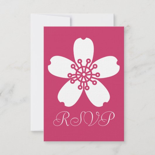 Carte de réponse RSVP Charming Sakura in Raspberry (Devant)