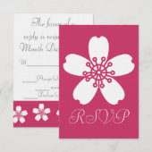 Carte de réponse RSVP Charming Sakura in Raspberry (Devant / Derrière)