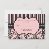 Carte de réponse RSVP Chic Damask & Stripe Tea Par (Dos)