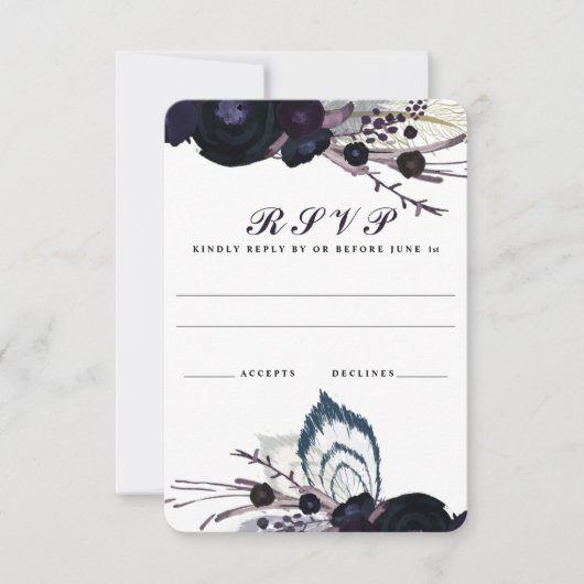 Carte de réponse RSVP Chic Purple Floral Winter We (Devant)