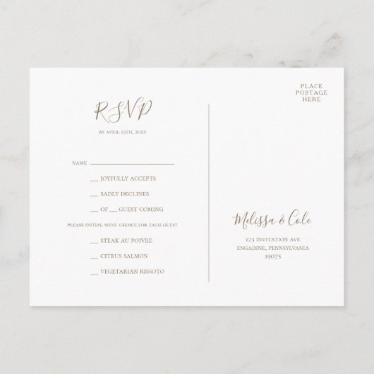 Carte de réponse RSVP | Choix de menu kraft Hiver  (Dos)