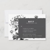 Carte de réponse RSVP Chrysanthemum Ink Art (Devant)