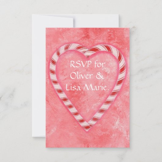 Carte de réponse RSVP Coeur sucre de canne Mariage (Devant)