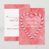 Carte de réponse RSVP Coeur sucre de canne Mariage (Devant / Derrière)