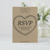 Carte de réponse RSVP Cœurs en dentelle rustique a (Debout devant)