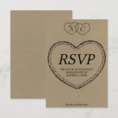 Carte de réponse RSVP Cœurs en dentelle rustique a (Devant / Derrière)