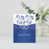 Carte de réponse RSVP Cœurs joints floraux bleus r (Debout devant)