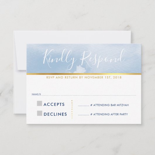 CARTE DE RÉPONSE RSVP couleur bleu clair (Devant)