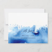 CARTE DE RÉPONSE RSVP couleur bleu marine design (Dos)