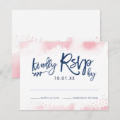 CARTE DE RÉPONSE RSVP couleur marine rose (Devant / Derrière)