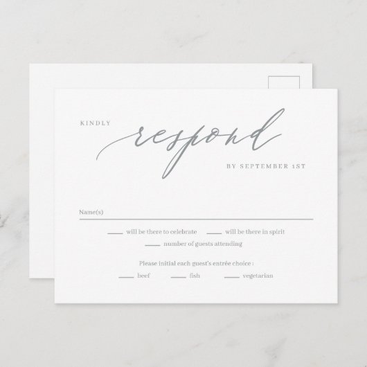 Carte de réponse RSVP couleur modifiable de script (Devant / Derrière)
