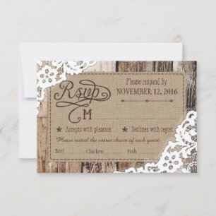 Carte de réponse RSVP Country Western Bois Dentell