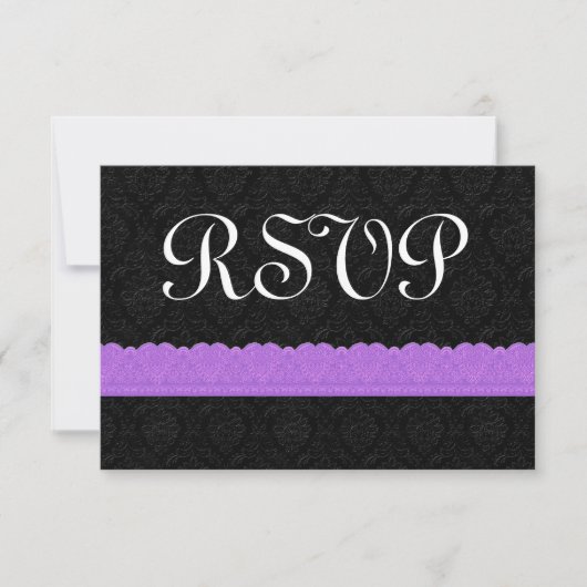 Carte de réponse RSVP Damask and Lace V054 (Devant)