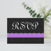 Carte de réponse RSVP Damask and Lace V054 (Debout devant)