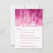Carte de réponse RSVP d'art abstrait rose rouge fo (Dos)
