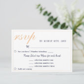 Carte de réponse RSVP de choix de menu de mariage (Debout devant)