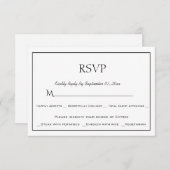 Carte de réponse RSVP de choix de menu noir et bla (Devant / Derrière)