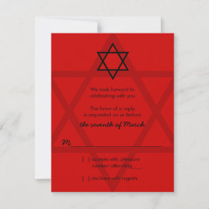 Carte de réponse RSVP de la barre noire et rouge M