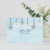 Carte de réponse RSVP de la plage d'étoiles de mer (Debout devant)
