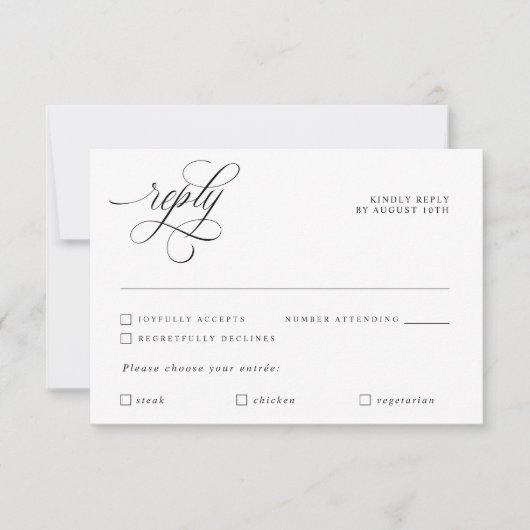 Carte de réponse RSVP de luxe calligraphiée pour m (Devant)