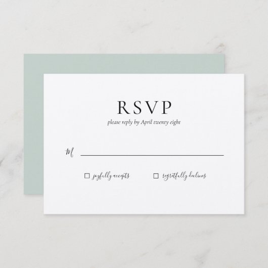 Carte de réponse RSVP de mariage (Devant / Derrière)