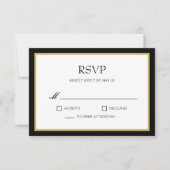 Carte de réponse RSVP de mariage à bordure de bloc (Devant)