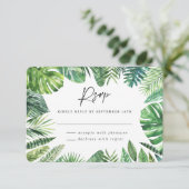 Carte de réponse RSVP de mariage à feuillage de pa (Debout devant)