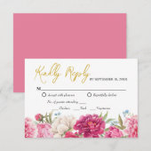 Carte de réponse RSVP de mariage à fleurs de paon (Devant / Derrière)