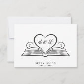 Carte de réponse RSVP de mariage à la bibliothèque (Dos)