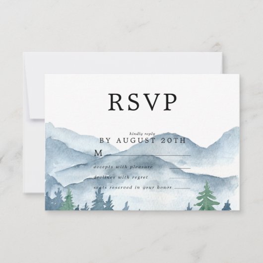 Carte de réponse RSVP de mariage à la forêt aquare (Devant)