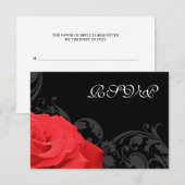 Carte de réponse RSVP de mariage à la rose rouge (Devant / Derrière)