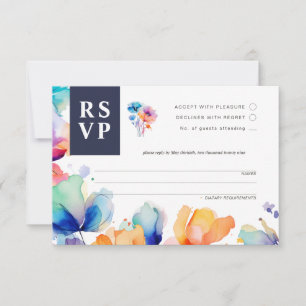 Carte de réponse RSVP de mariage à l'aquarelle bri