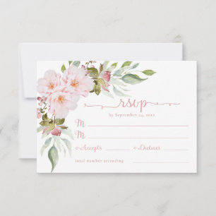 Carte de réponse RSVP de mariage à l'aquarelle ros