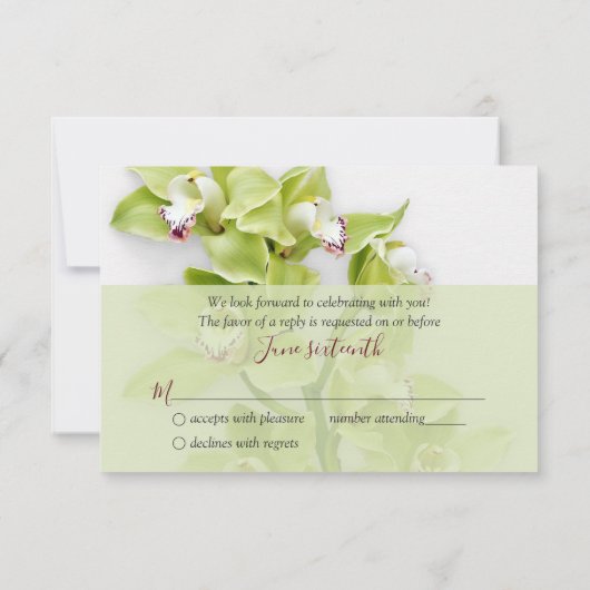 Carte de réponse RSVP de mariage à l'orchidée Cymb (Dos)