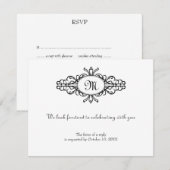 Carte de réponse RSVP de mariage à monogramme à ca (Devant / Derrière)